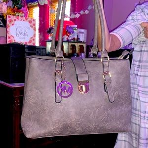 Gray floral embroidery Michael Kors Purse